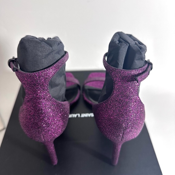 SAINT LAURENT
Glitter Amber 85 Ankle Strap Sandals 38.5 Fuchsia - Picture 5 of 6